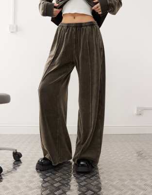 Weekday Velvet Track Pants In Black