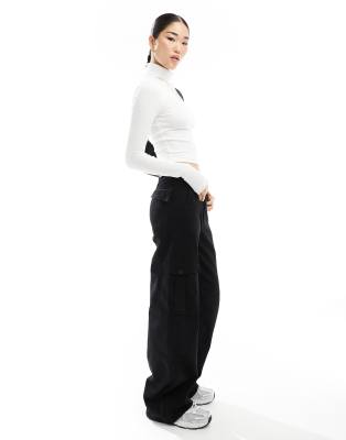 Weekday Verena cropped rib turtle neck top in white