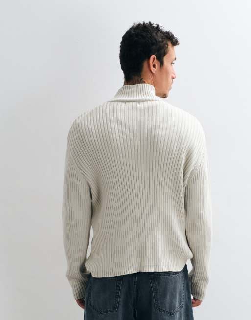 Weekday vest met rits en ribstructuur in gebroken wit, 3 van 5
