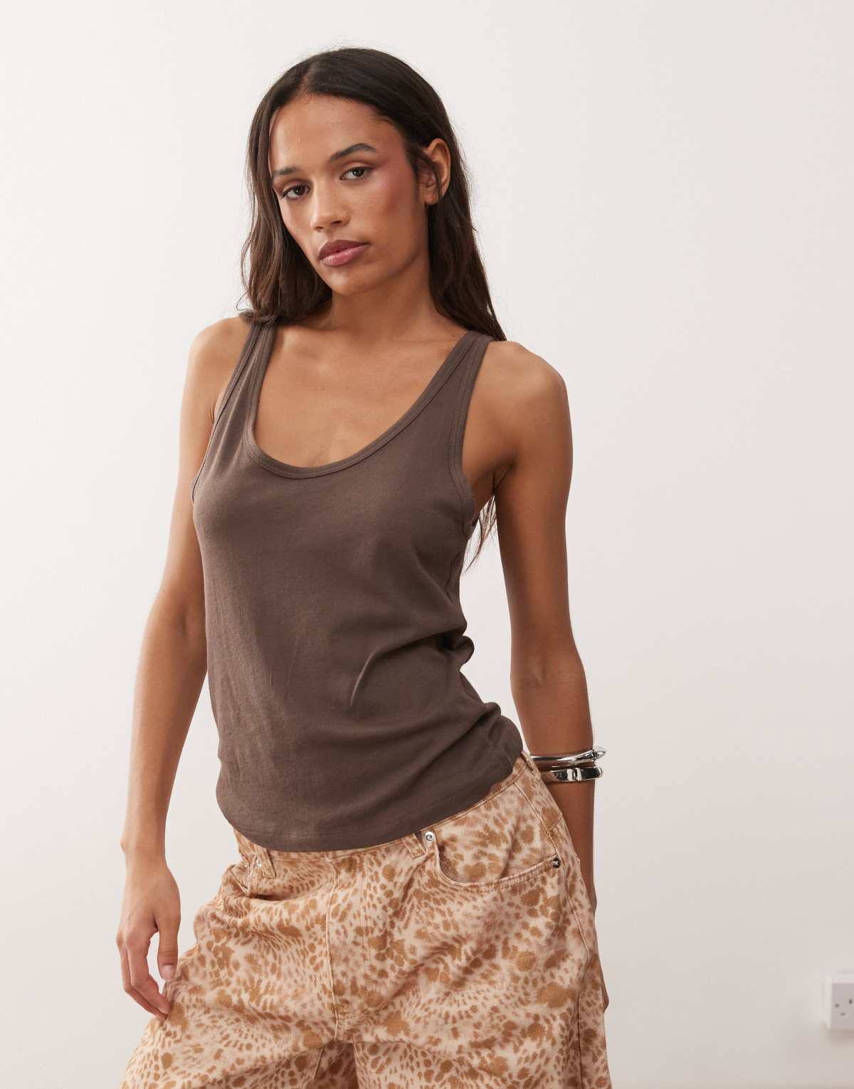 Weekday vest top in dark brown