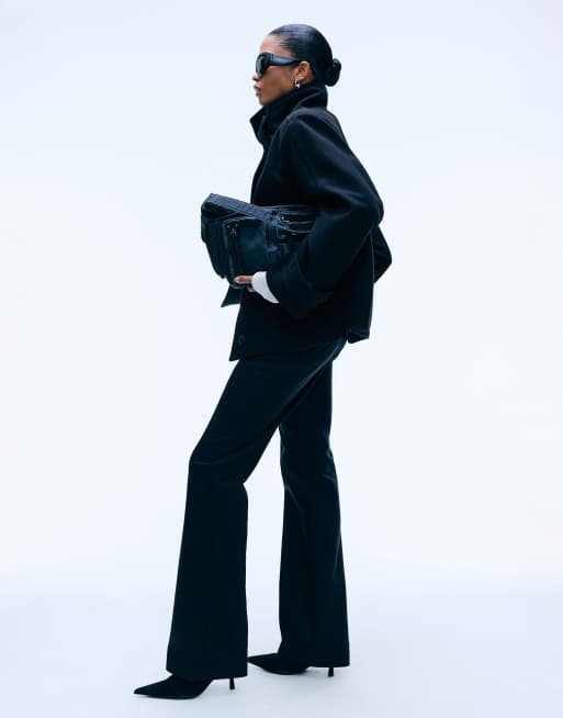 Weekday veste à col cheminée en mélange de laine noire, 5 de 5