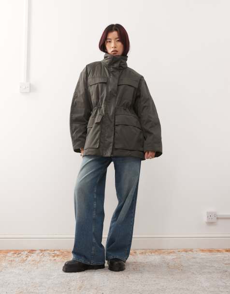 Weekday - Veste matelassée à taille cintrée et poches utilitaires - Gris foncé - view 1