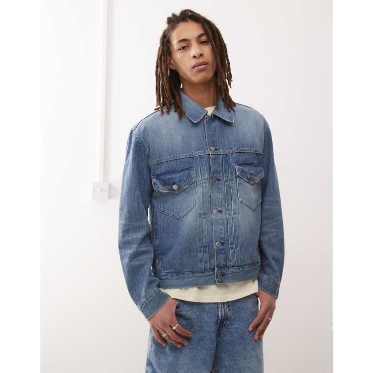 Levi's - Veste En Jean Authentique Style Camionneur En Imitation Peau De Mouton - Bleu Délavé