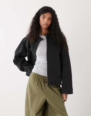 Weekday - Veste zippée en toile - Noir délavé