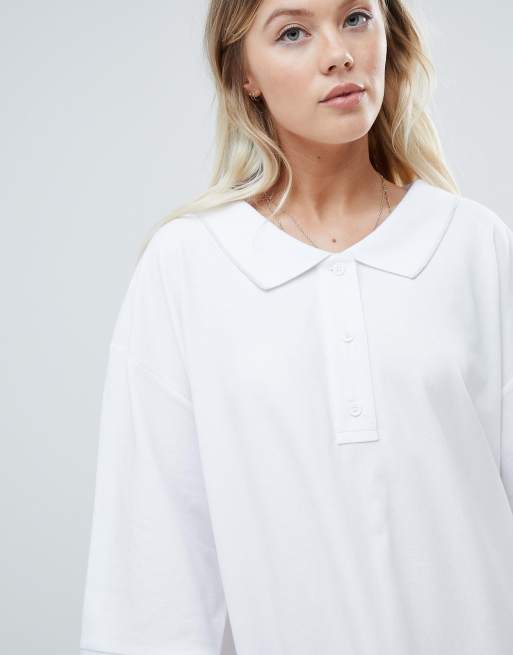 Weekday - Vestito a polo in piqué bianco, 3 di 4