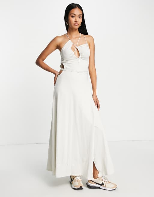 Weekday - Vestito color crema con cut-out