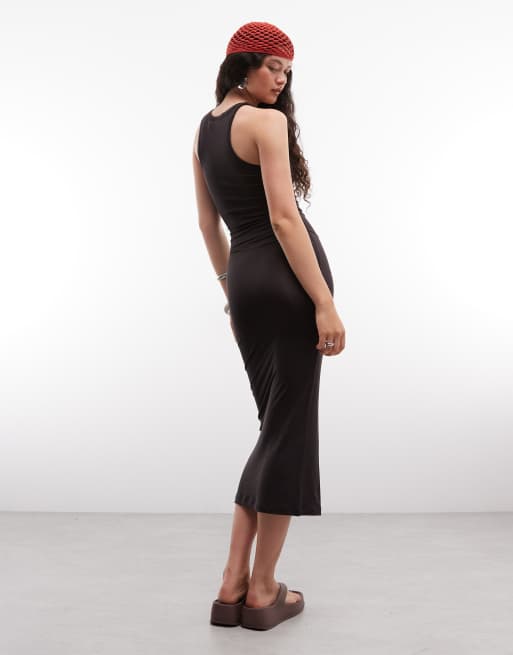Weekday - Vestito lungo in jersey super morbido marrone, 3 di 4