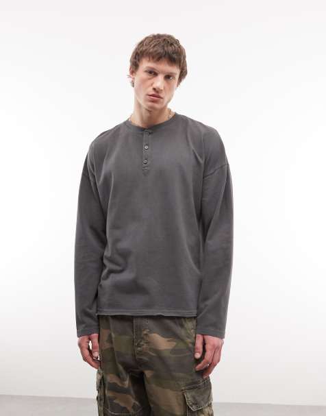 Weekday - Vinny - Top manches longues en coton à col boutonné - Gris délavé - view 1