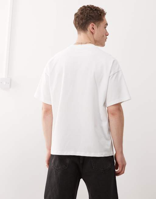 Weekday – Vit t-shirt med boxig passform och tryck framtill, 2 av 4