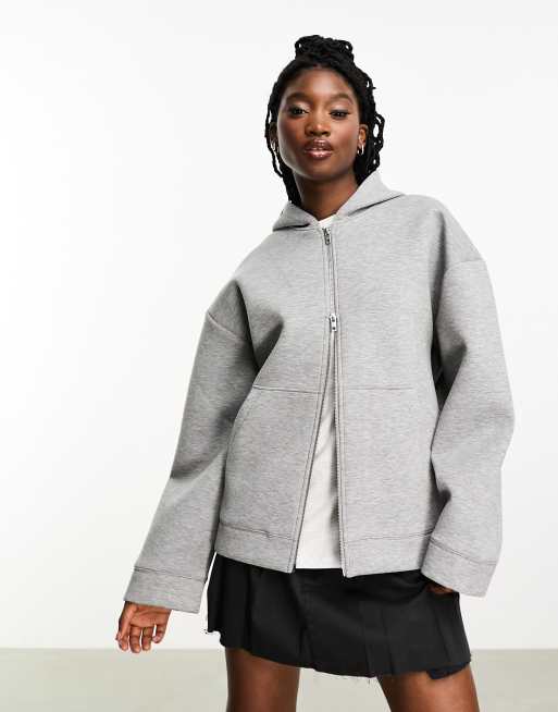 Oversized Scuba Hoodie - Gray melange - Ladies