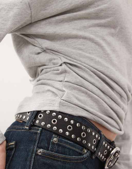 Weekday – Voluminöses, langärmliges Oberteil in meliertem Grau mit geraffter Taille, 3 von 4