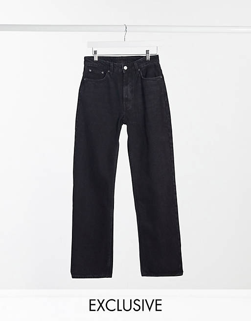 Weekday voyage cotton high waist straight leg button front jeans in ...