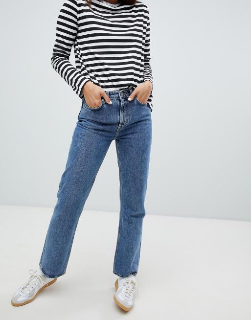 Ups tolv kvalitet Weekday Voyage cotton straight leg jean in blue - MBLUE | ASOS