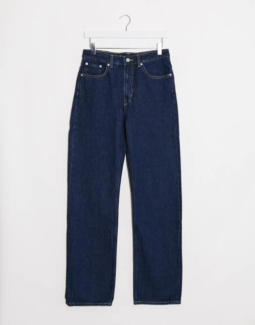 Weekday Voyage cotton straight leg jeans in river blue MBLUE ASOS - Main Image
