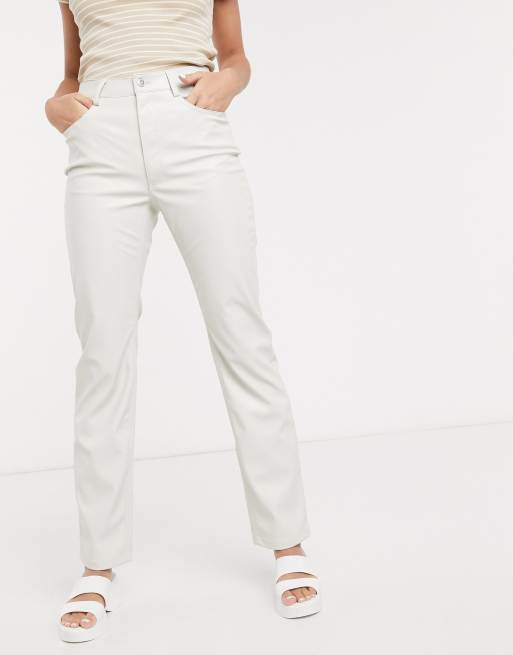 White on sale leather jeans