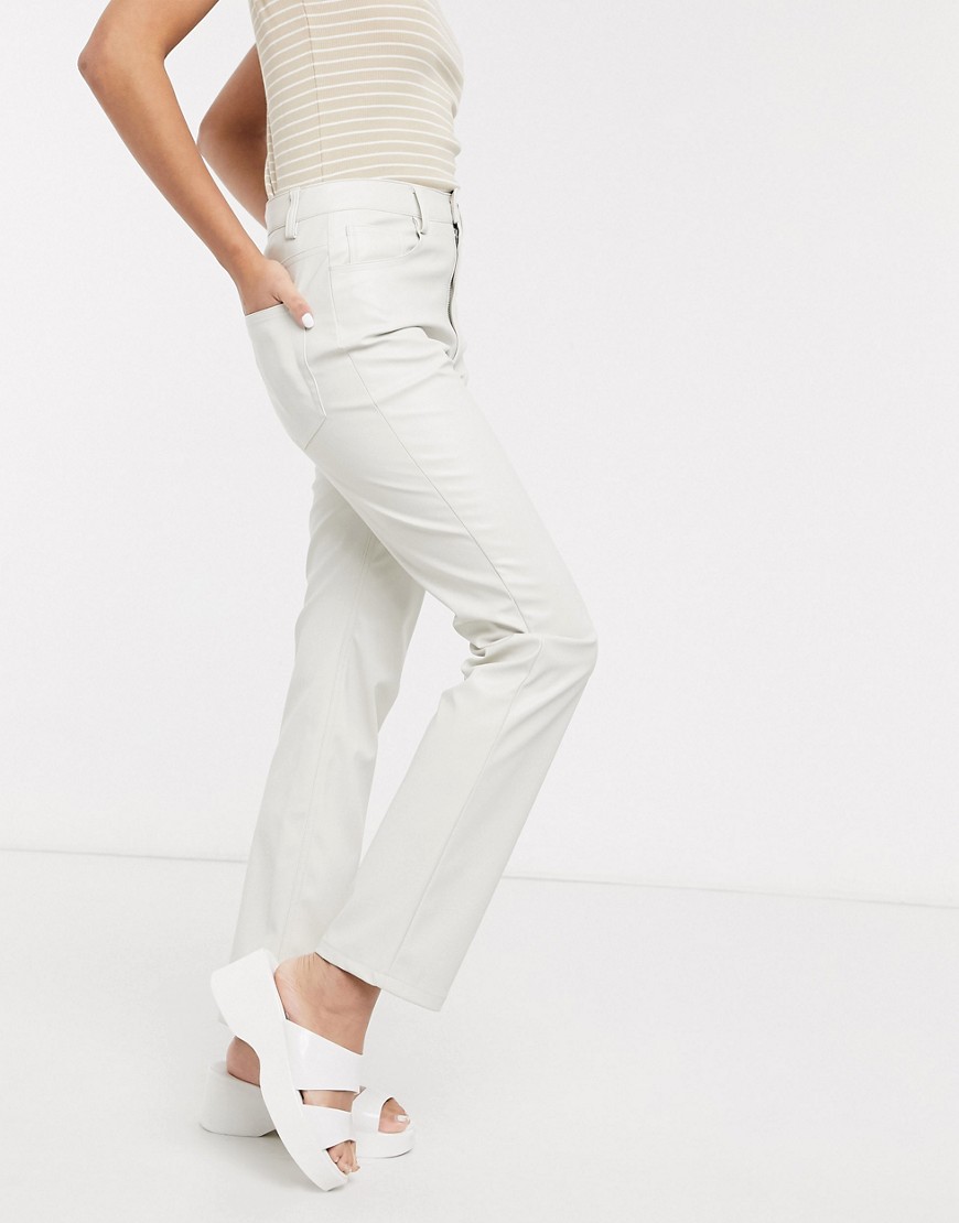 Weekday Voyage faux leather trousers in light grey