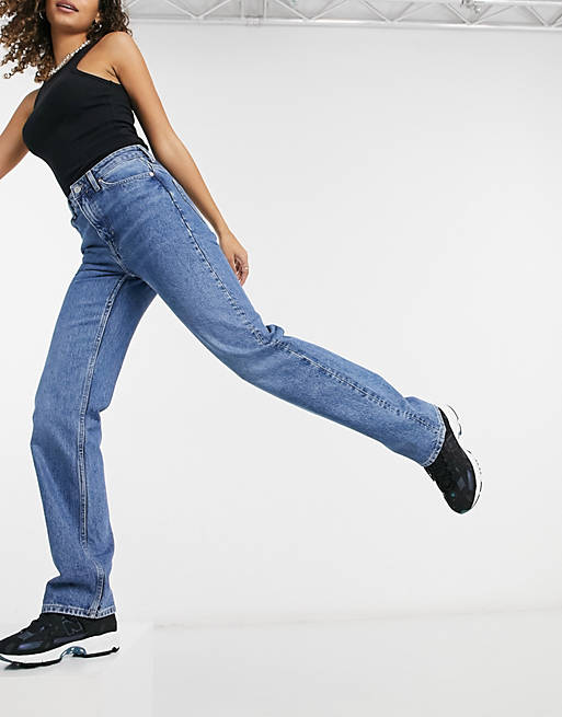 Jeans Weekday Voyage high waist straight leg jeans in sea blue 