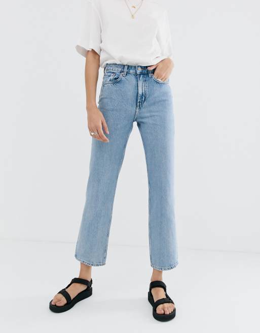 Weekday Voyage organic cotton straight leg jeans in light blue | ASOS