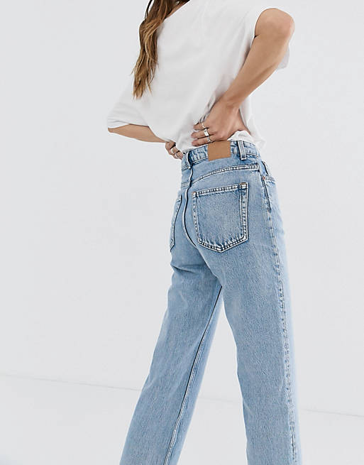 Women Weekday Voyage organic cotton straight leg jeans in light blue 
