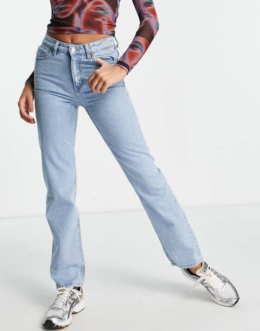 retning Majroe rødme Weekday voyage straight leg high rise jeans in splendid blue - MBLUE | ASOS