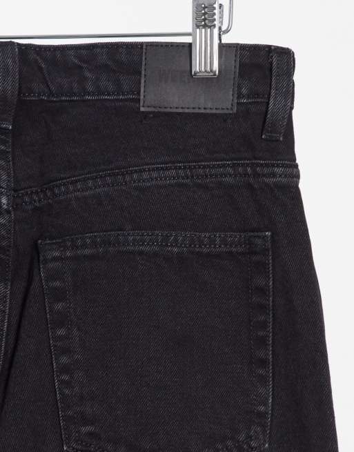 Weekday – Voyage – Svarta raka jeans i bomull med hög midja och knapp framtill – BLACK, 4 av 4