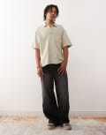 [Weekday] Weekday waffle shirt in khaki-Green S Khaki