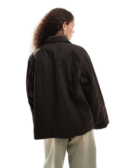 Weekday cord teddy jacket in off white sales
