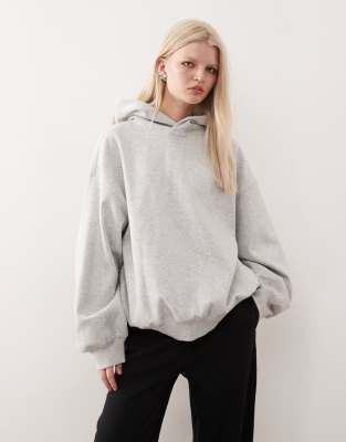 Weekday - Weicher, schwerer Oversize-Kapuzenpullover in grau meliert
