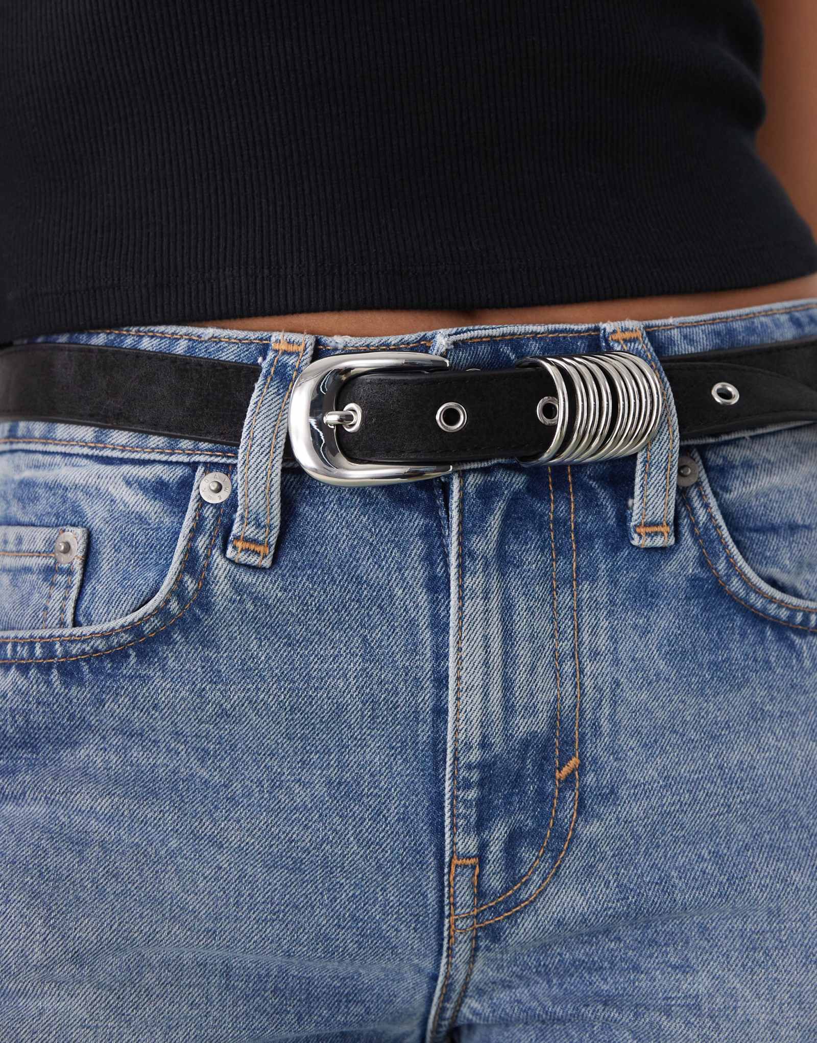 Пояс с D-образным кольцом western Bodyday черного цвета