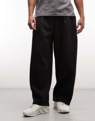Weekday Wide Barrel Leg Pleated Sweatpants In Black