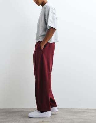 Weekday Wide Barrel Leg Pleated Sweatpants In Red