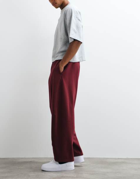 Weekday wide barrel leg pleated trackies in burgundy - view 1