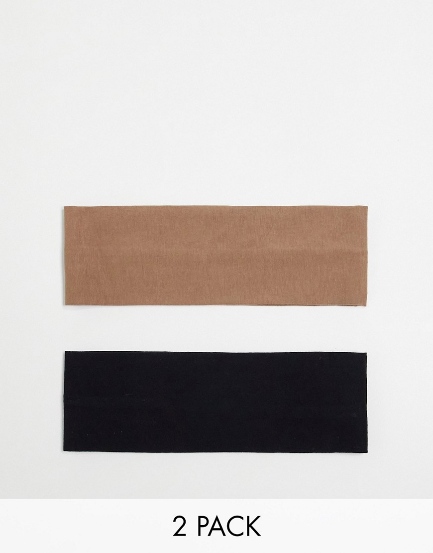 wide jersey headband 2-pack in black and beige