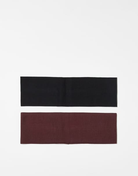 Weekday wide jersey headband 2-pack in black & burgundy - exclusive to ASOS - view 1