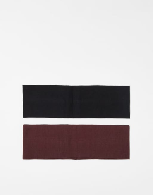 Weekday wide jersey headband 2-pack in black & burgundy exclusive to ASOS