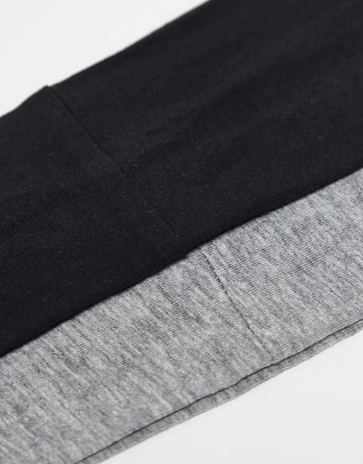 Weekday wide jersey headband 2-pack in black & grey melange