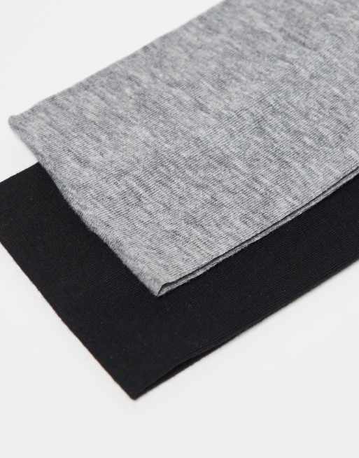 Weekday wide jersey headband 2-pack in black & grey melange