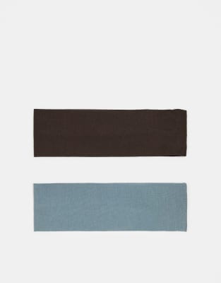 Weekday Wide Jersey Headband 2-pack In Brown & Blue-black
