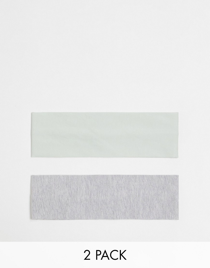 Weekday wide jersey headband 2-pack in grey melange and mint green