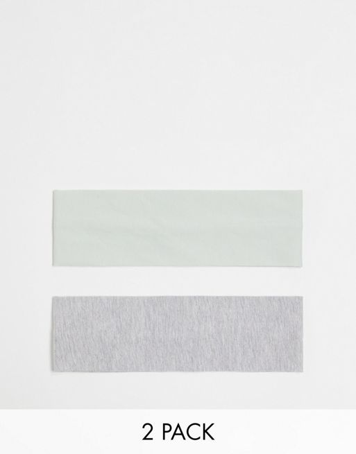 Weekday wide jersey headband 2 pack in grey melange and mint green