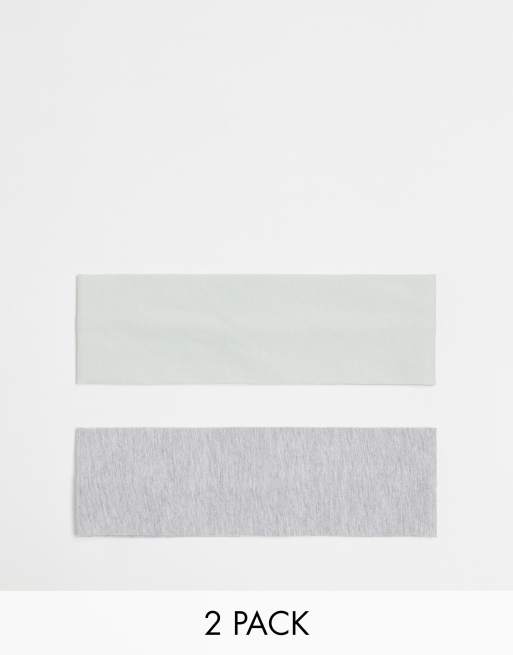 Weekday wide jersey headband 2 pack in grey melange and mint green