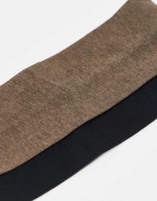 Weekday Wide Jersey Headbands 2-pack In Brown