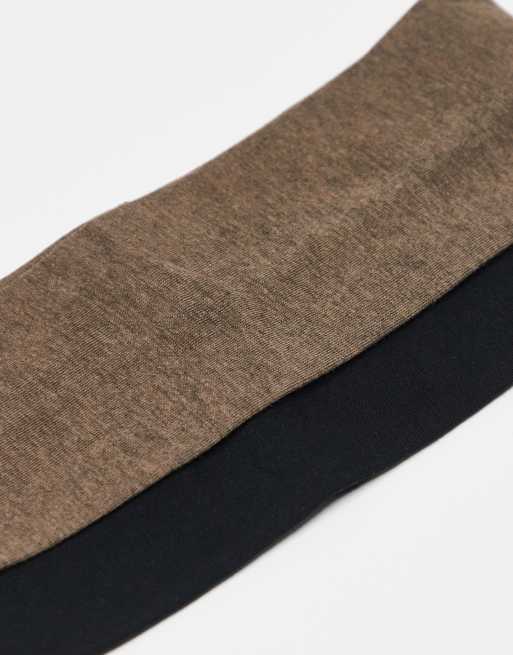 Weekday wide jersey headband 2-pack in black & brown