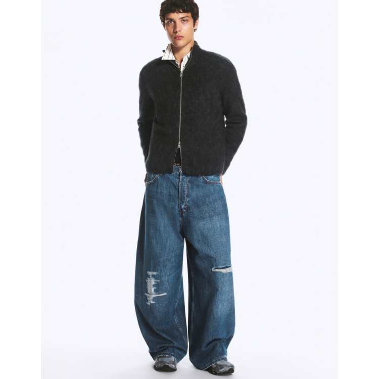 Weekday wide leg baggy jeans with drop crotch and distressed