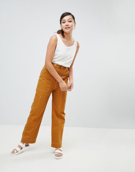 Weekday wide leg cargo pant with hammer loop detail ASOS