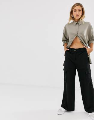 black wide cargo pants