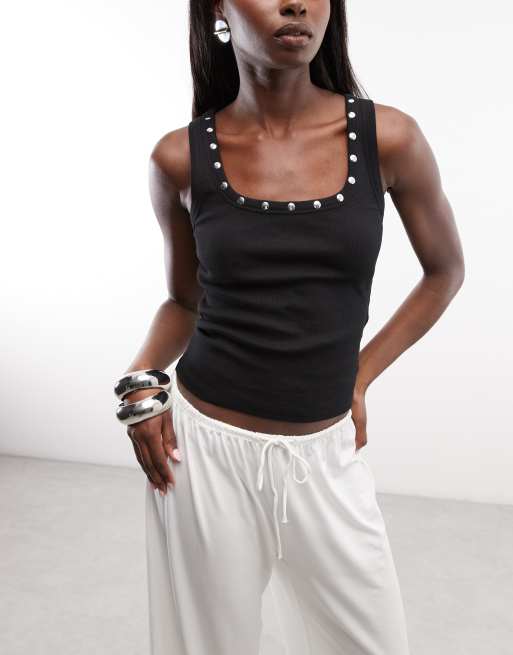 Weekday wide leg drape pants in off-white, 3 of 5