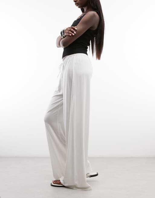 Weekday wide leg drape trousers in off-white, 2 of 5