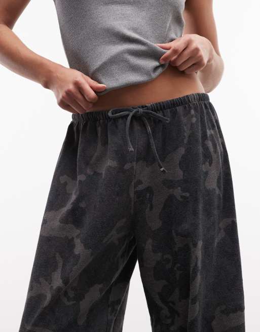 Weekday wide leg draped pants in camo print, 3 of 5