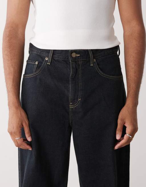 Weekday wide leg flare jeans in classic dark blue, 4 of 5